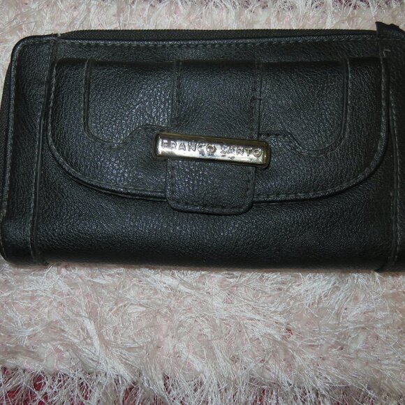 BOGO Franco Sarto Black Leather Long Wallet Clutch Double Zip Multi Compartment - Picture 1 of 14